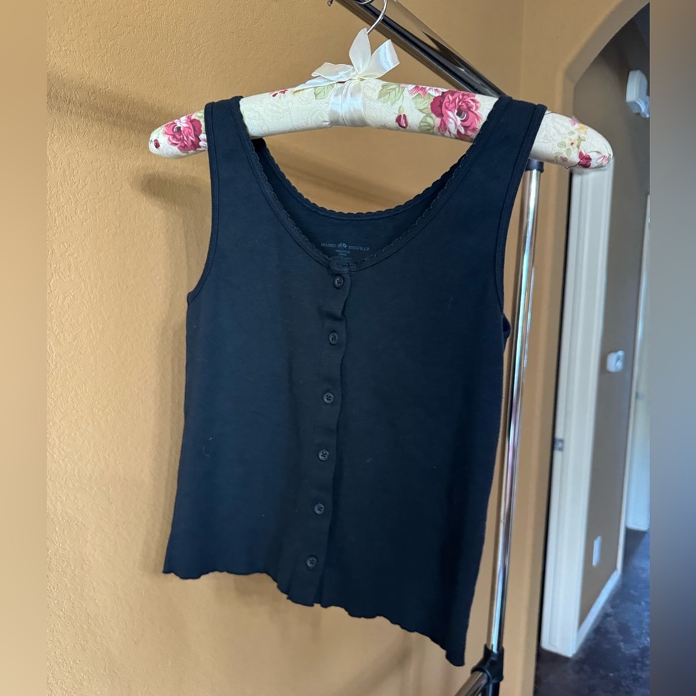 Brandy Melville Black Button-Front Tank